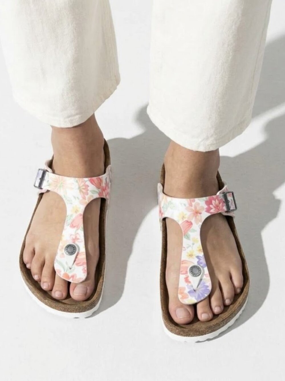Birkenstock Gizeh Supernatural Flowers White Birko-Flor Soft Footbed Sandals